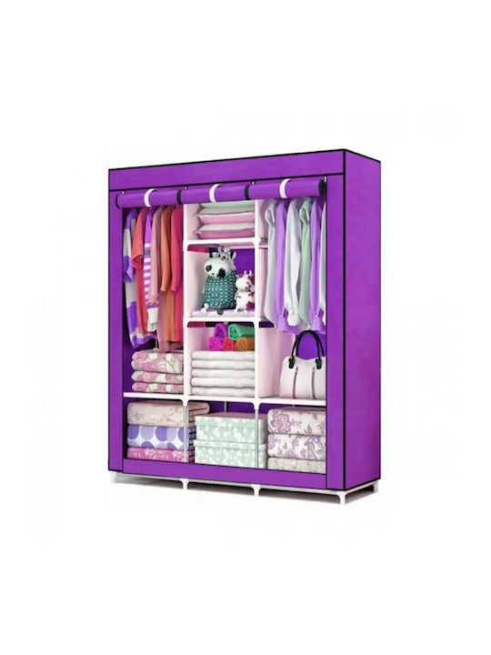 Dulap din Țesătură cu Fermoar și Rafturi în Culoare Albastru 130x45x175cm