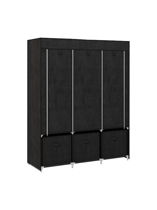 HomCom Dulap din material textil cu fermoar și rafturi în culoarea Negru 125x43x162.5cm