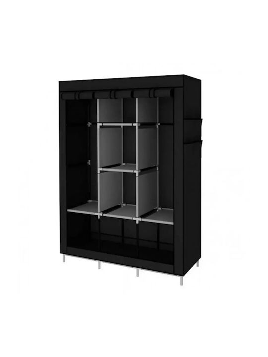 Fabric Wardrobe with Zipper and Shelves in Blue Color 130x45x175cm