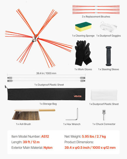 Vevor Metallic Chimney Cleaning Brush Square