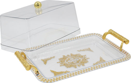 Keskor Τουρτιέρα Πλαστική με Καπάκι Χρυσή 41x25x17εκ.