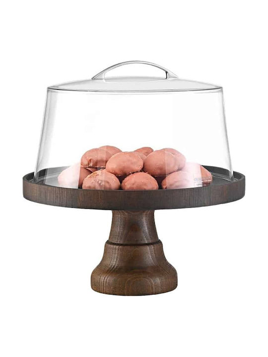 Τουρτιέρα ξύλινη φ30cm, με πόδι 12cm, Wenge με οικολ. λάδι, (χωρίς το καπάκι), GARIBALDI UWS01-2812-WG