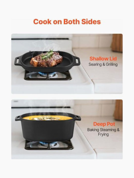 Vevor Oval Cast Iron Dutch Oven 3.3lt
