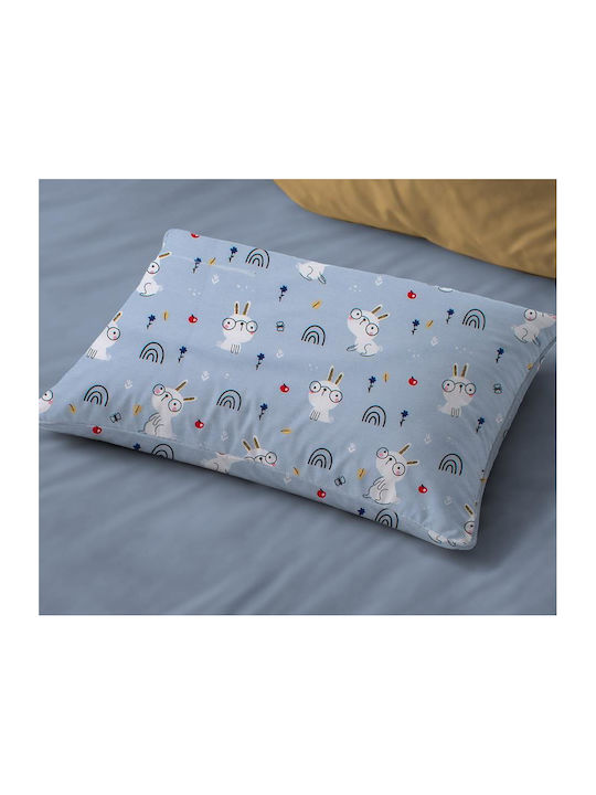 Dimcol Rabbit Garden 584 Baby Pillowcase Made of 100% Cotton Sky Blue 45x35cm
