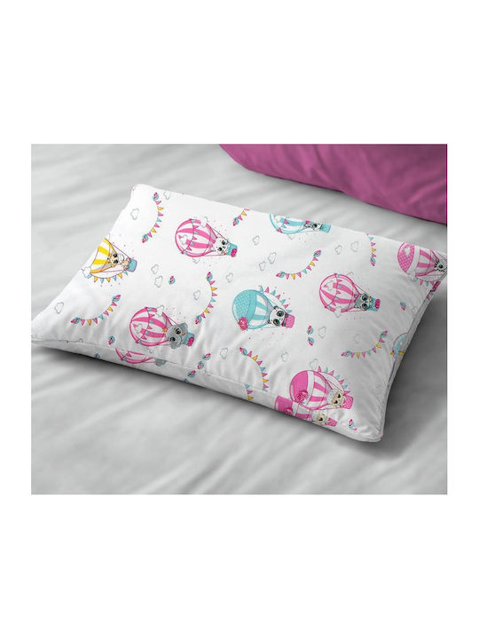 Dimcol The Floating Zoo 597 Baby Pillowcase Made of 100% Cotton White Pink 45x35cm