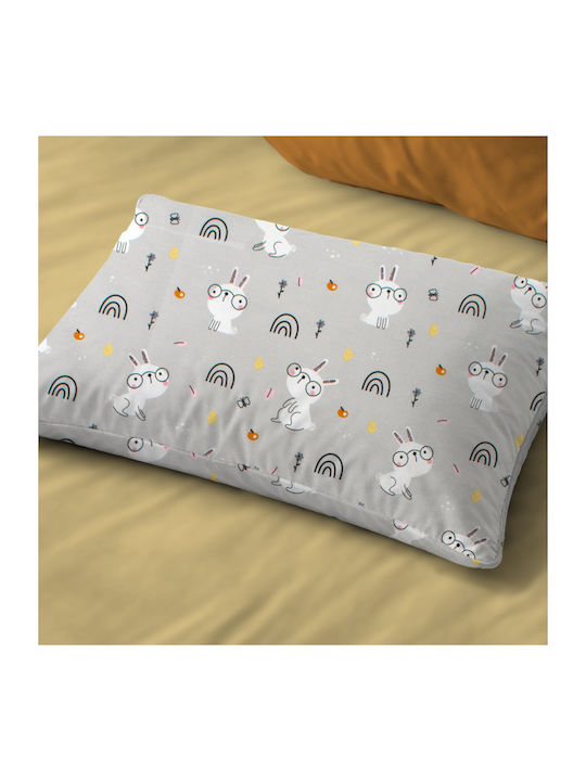 Dimcol Rabbit Garden 586 Baby Pillowcase Made of 100% Cotton Grey 45x35cm