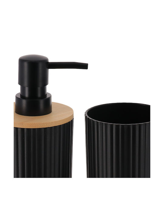 Badezimmerzubehör-Set Kunststoff Schwarz 3 Stück