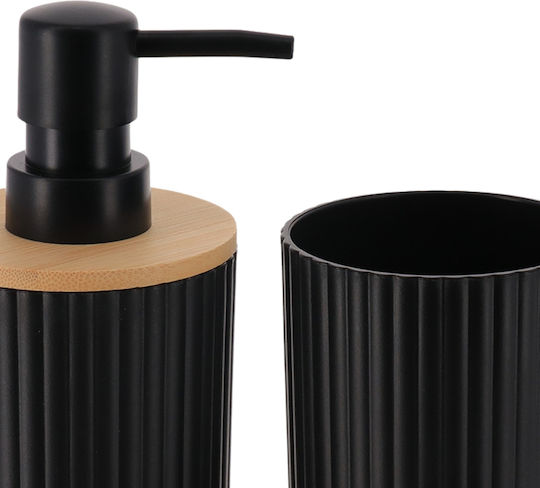 Bathroom Accessory Set Plastic Black 3 Pieces