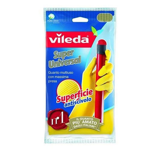 Vileda Ζεύγος Γαντιών Καθαριότητας Super Grip Σιλικόνης Large Κίτρινα