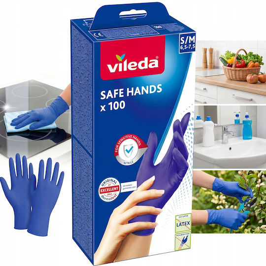 Vileda Mănuși de Curățenie Safe Hands din Nitril Mici