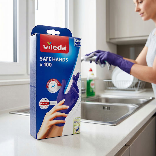 Vileda Mănuși de Curățenie Safe Hands din Nitril Mici