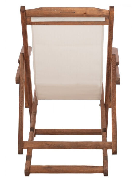 Liegestühle Lemnos Holz mit Armlehne & Ecru Stoff 89x62.5x97cm