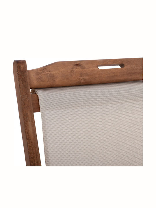Liegestühle Lemnos Holz mit Armlehne & Ecru Stoff 89x62.5x97cm
