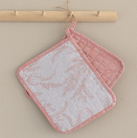 Palamaiki Tat17-tat18 Fabric Pink Pot Holder 2 Pieces
