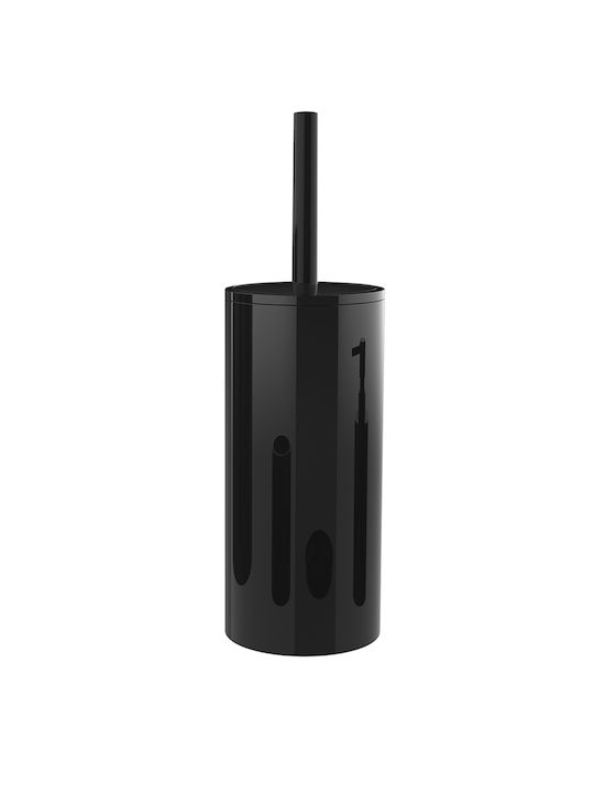 SteweHome Bathroom Accessory Set Plastic Black 5 Pieces