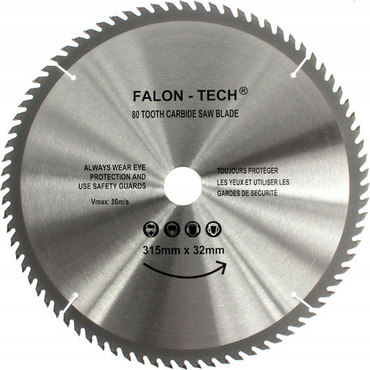 Falon-Tech Диск за Рязане на Дървo с 80 Зъба 315мм