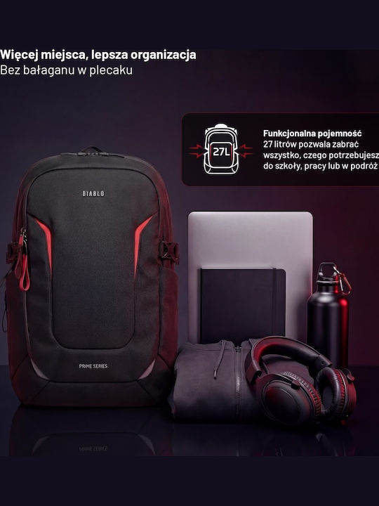 Diablo Τσάντα Πλάτης για Laptop σε Μαύρο χρώμα