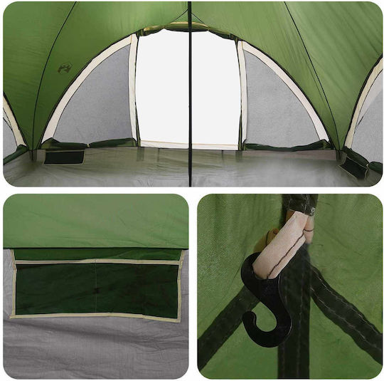vidaXL Καλοκαιρινή Σκηνή Camping Teepee Πράσινη για 18 Άτομα 500x500x350εκ.