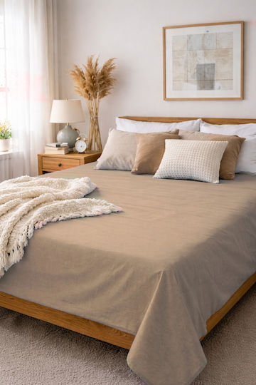 Fan Europe Doppeltes Bettlaken 200x220cm Dunkelbeige