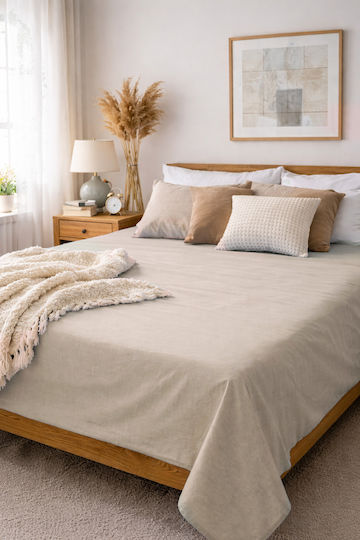 Fan Europe Bettlaken für Einzelbett 140x200cm Hellbeige