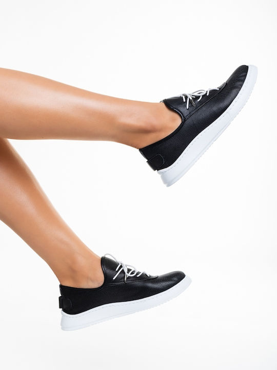 Leder Damen Oxfords in Schwarz Farbe