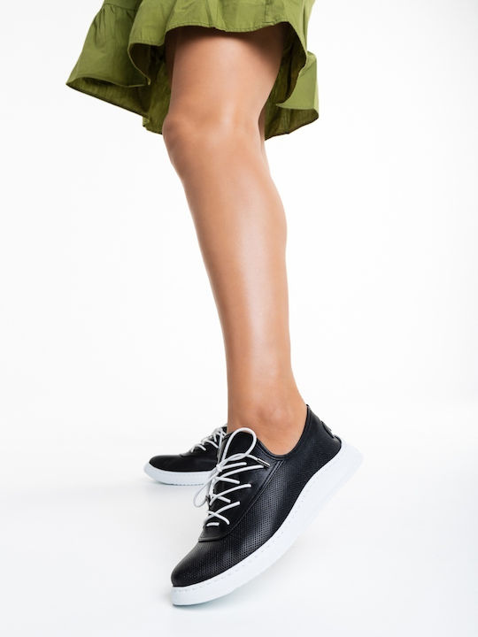 Leder Damen Oxfords in Schwarz Farbe