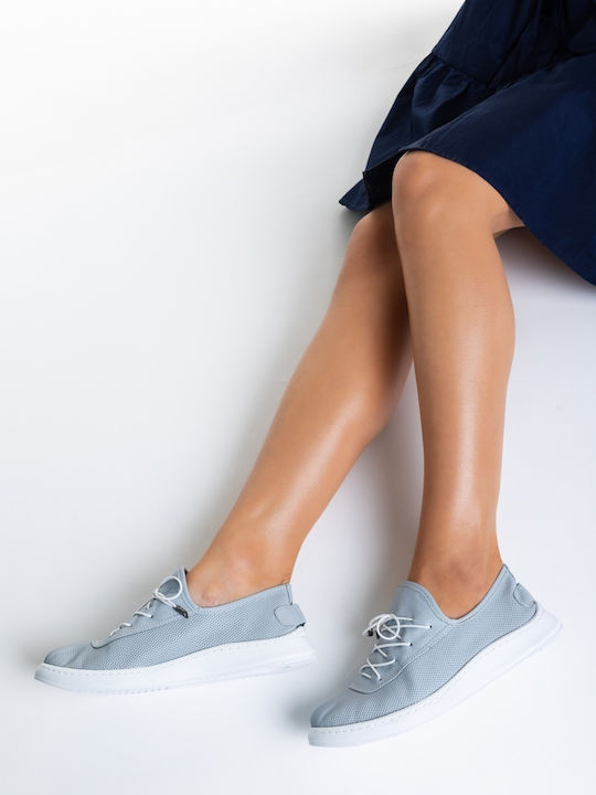 Leder Damen Oxfords in Blau Farbe