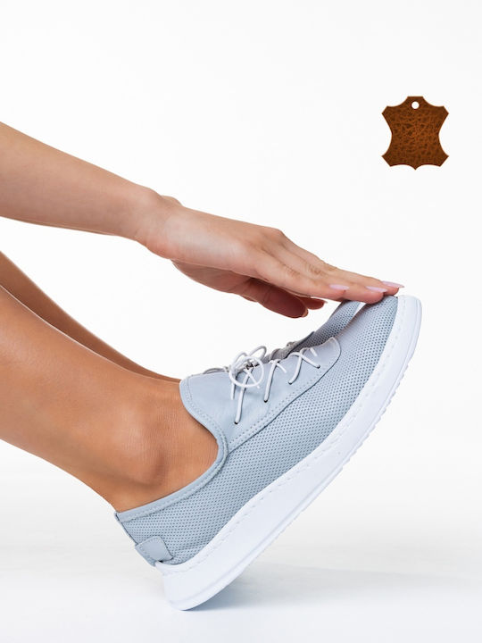 Leder Damen Oxfords in Blau Farbe