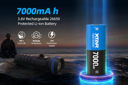 XTAR Επαναφορτιζόμενη Μπαταρία 26650 Li-ion 7000mAh 3.6V