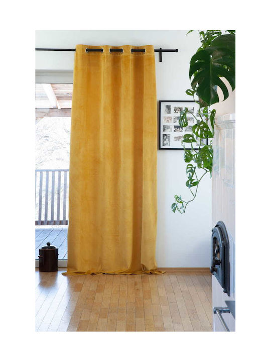 Cotton Market Затъмняваща Пердета С Копчета В Жълт 140x250см
