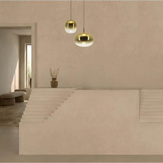 Zambelis Lights Κρεμαστό Φωτιστικό Χρυσό LED με Θερμό Λευκό Φως 28x28εκ.