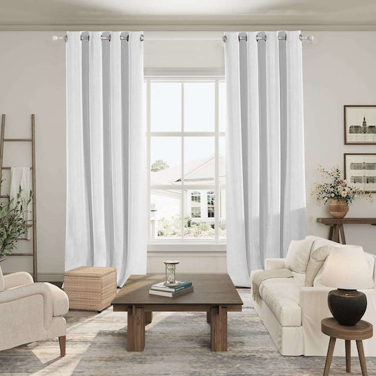 Σετ Κουρτίνες Συσκότισης με Τρουκς Beige 140x260εκ.