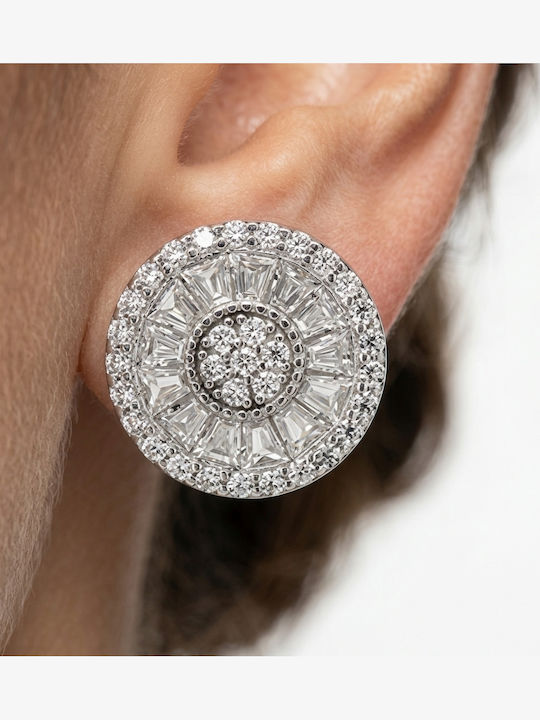 Breeze Single Stud Earring Silver with Black Stones