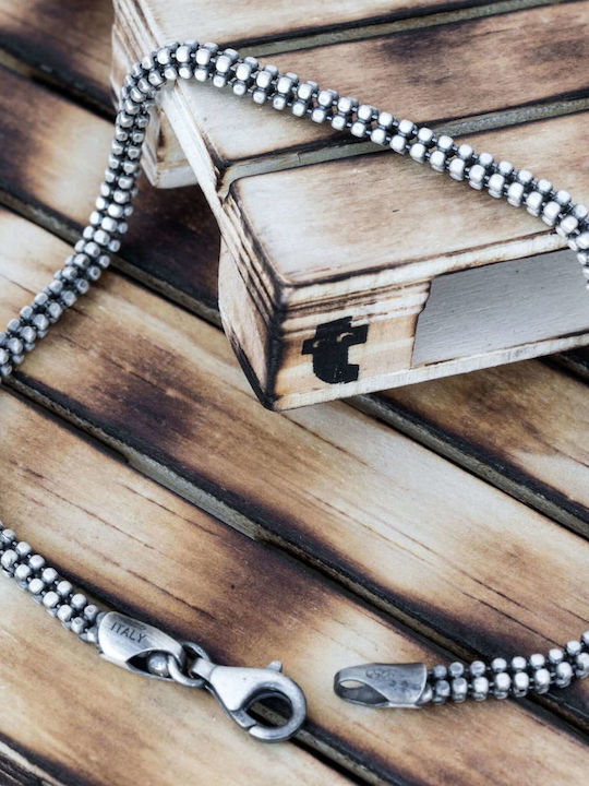Men's Bracelet Chain Small Beads Handmade Silver 925 22cm