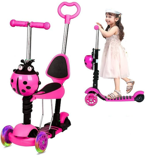 Kids Scooter Foldable Scooter Walker 501 3-Wheel with Seat for 3+ Years Pink