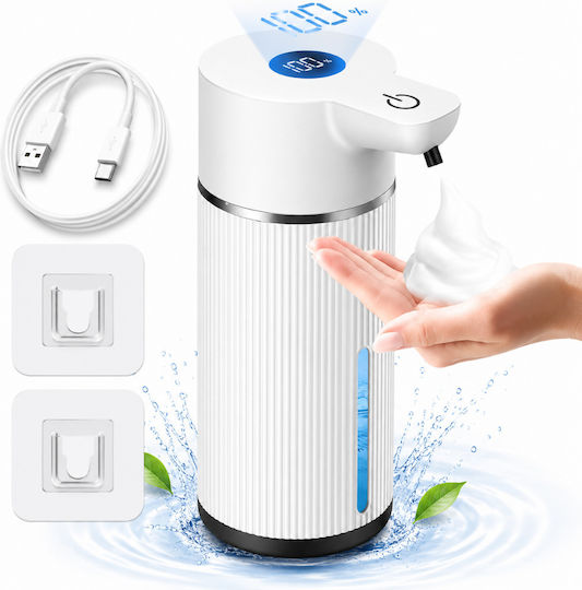 Automatischer Schaumseifenspender 420ml Bewegungssensor 4 Dosierungsstufen LED-Anzeige Ipx5 Usb-c Wandmontage Weiß