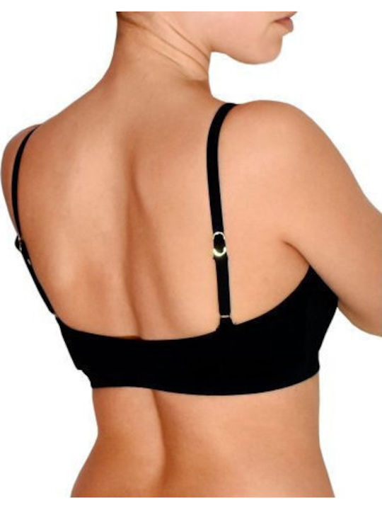 Sports Bra Bikini Top with Detachable & Adjustable Straps Black