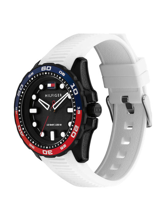 Tommy Hilfiger Regatta Men's Battery Watch with White Rubber Strap