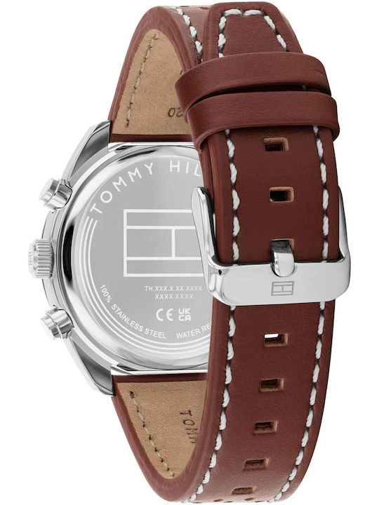 Tommy Hilfiger Hudson Men's Chronograph Battery Watch with Brown Leather Strap