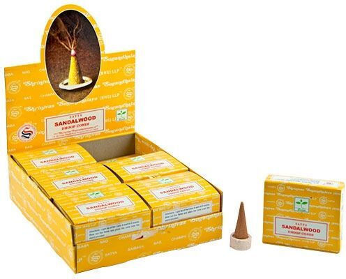Satya Sandalwood Incense Cones Ceramic Burner Set of 12