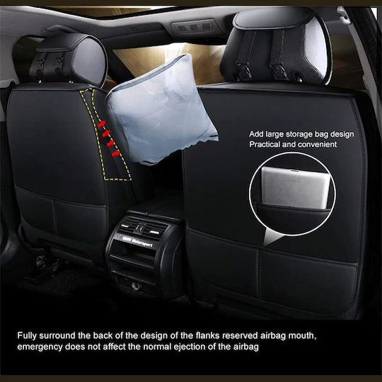 Autositzbezüge Set Universal Eco Leder Vorne Hinten Schwarz Blau