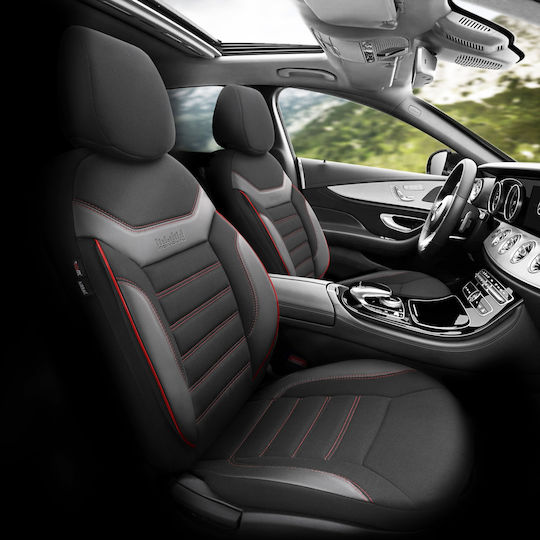 Комплект Калъфи За Автомобилни Седалки 11 Бр Памучни Черни Design