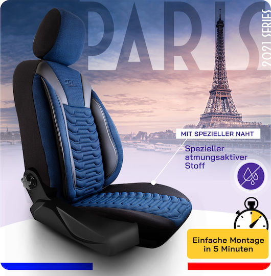 Σετ Καλύμματα Αυτοκινήτου Universal Panda Paris Ύφασμα Εμπρός Πίσω Μαύρο Μπλέ
