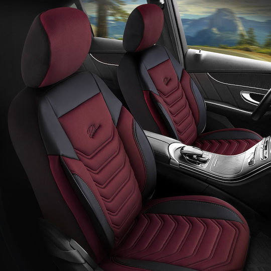 Universal Panda Florida Autositzbezüge Set Polyester Eco Leder Vorne Hinten Schwarze Bordeaux