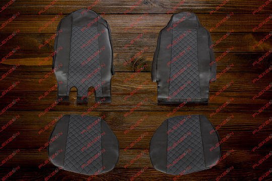 Set Truck Seat Covers 2 Pieces Man Tgx 2017+ Black Eco Leather