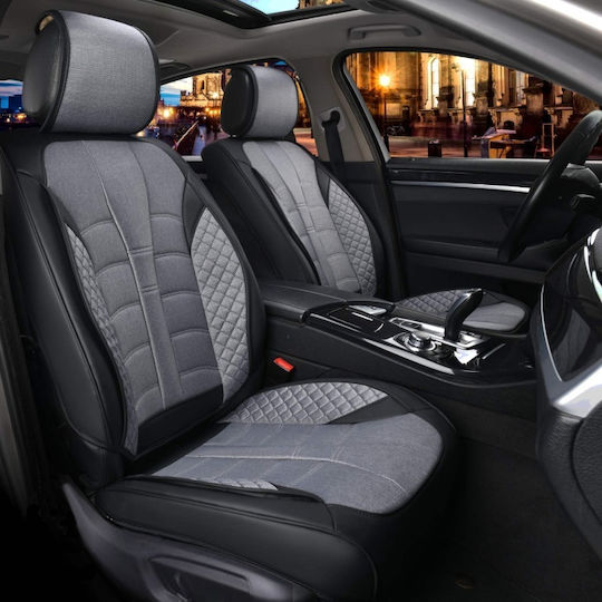 Full Set Universal Upholstery Car Seat Covers Luxury Eco Leather Textile Gray Black Flz.tap892