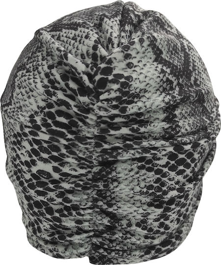 Women's Turban Cotton Lycra Black And White Light Grey Snake Hair Headband