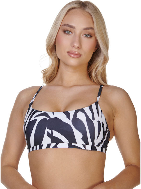 Zebra Bikinioberteil Mit Polsterung B-Cup Tierdruck Schwarz