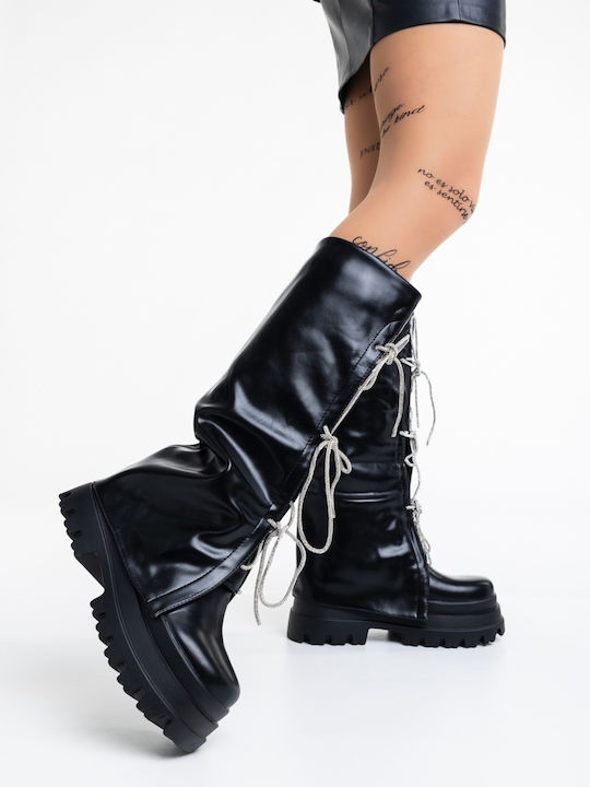 Damenstiefel mit Pelz Schwarze