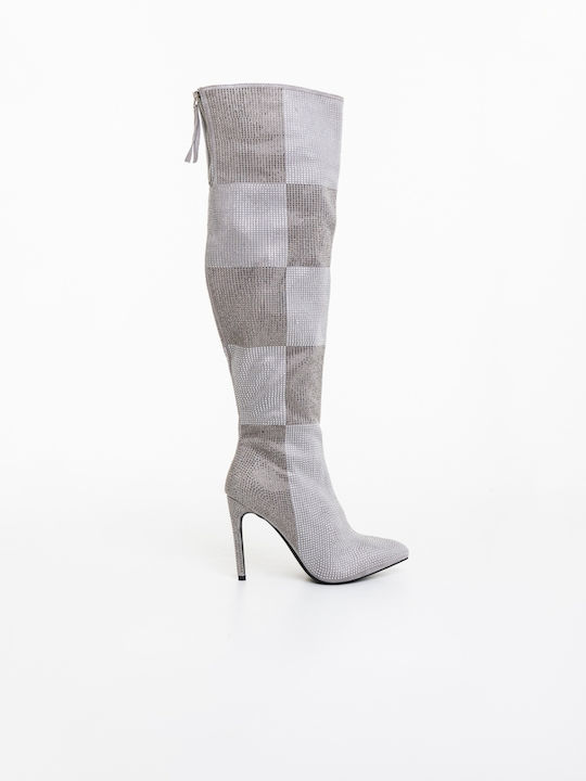Damenstiefel mit Hohem Absatz Grau